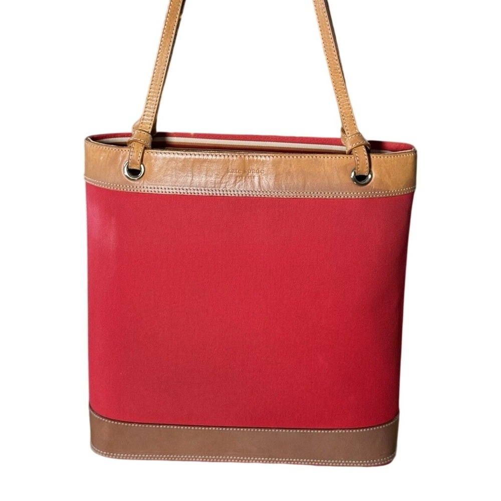 Kate Spade Mar Red & Cognac Leather Handbag Deep Tote